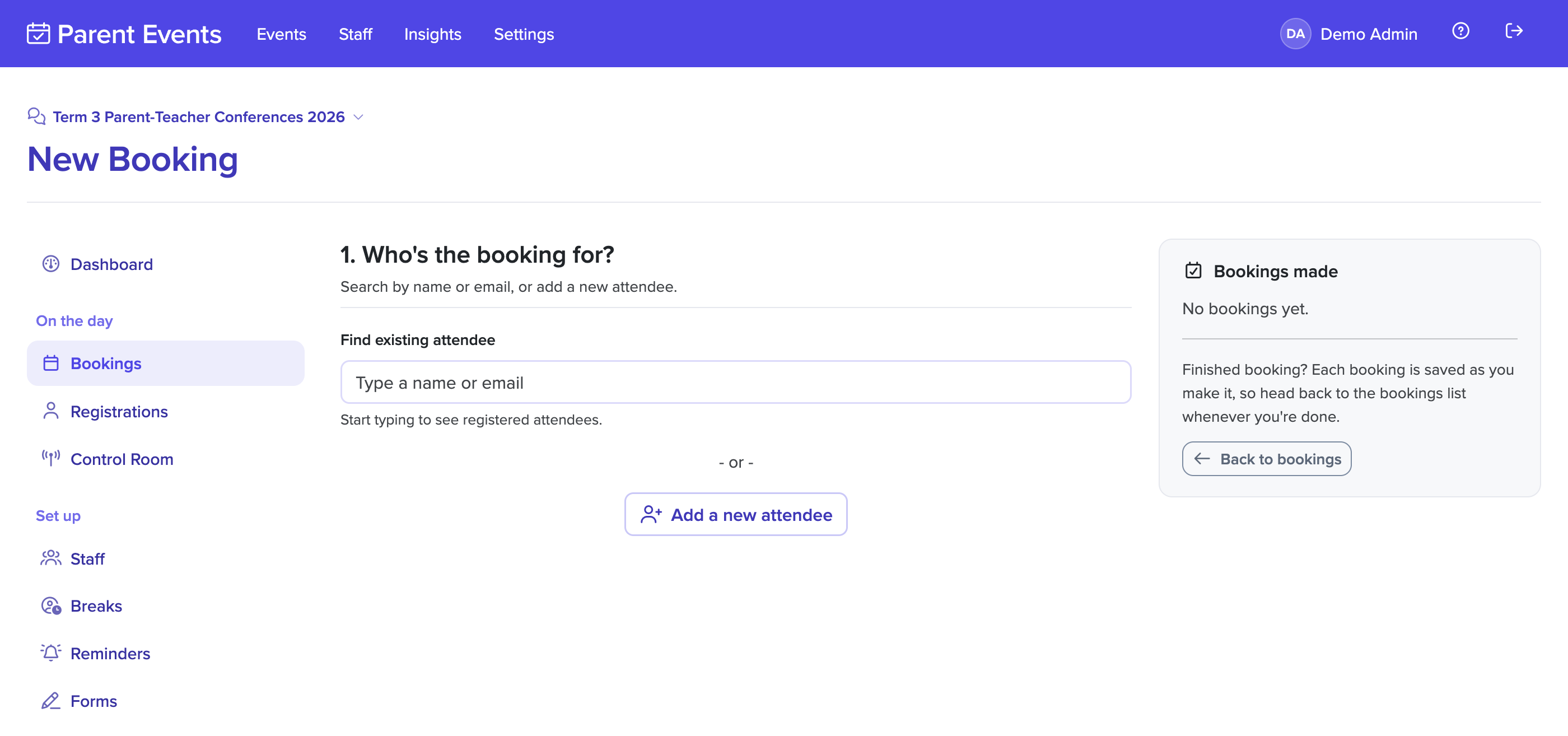 Making a booking for a family