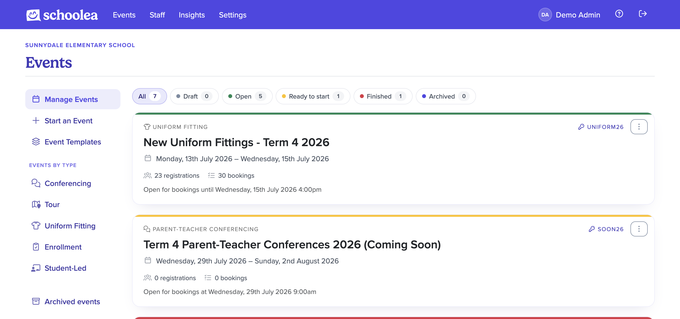 List of events