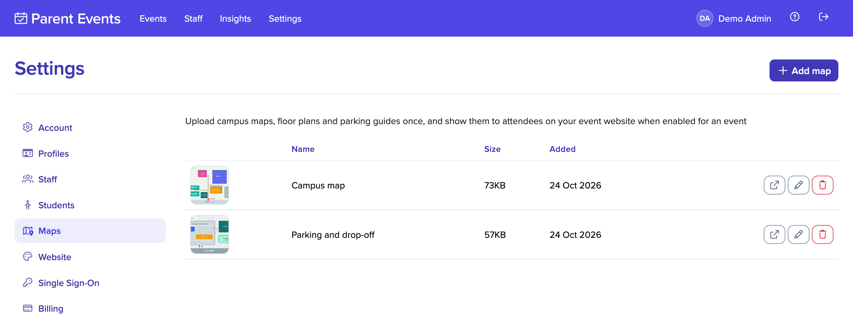 Maps settings